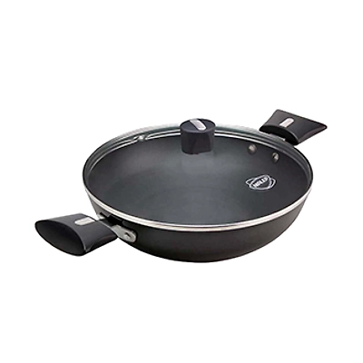 Nirlep Ebony 2.5 Ltr Hard Anodized Induction Kadhai with Lid 3 mm