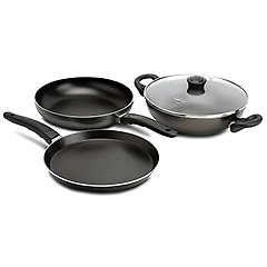 Nirlep Kitchen Essential Gift Set 4 pcs-Tawa Fry Pan and Kadai with lid