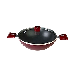 Nirlep Selec+ 2.2 Ltr 24 Cm Non Stick Kadhai with Lid 3 mm