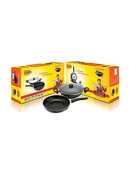 Nirlep Kitchen Essential Gift Set 3 pcs-Kadai &amp; Fry Pan with lid-Non Stick-3