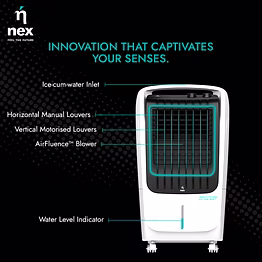 nex by bajaj pac p1 25 l personal cooler | 882 cubic feet per minute | high torque peaktorq motor | 2 years warranty | white