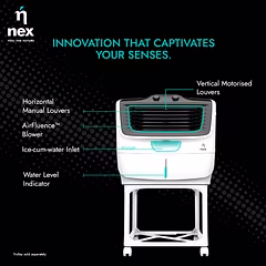 NEX by Bajaj WAC W1 54 L Window Cooler | 20% Higher Air Thrust | High Torque Peaktorq Motor | 2 Years Warranty | White