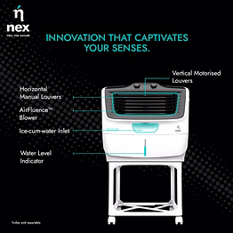 nex by bajaj wac w1 54 l window cooler | 20% higher air thrust | high torque peaktorq motor | 2 years warranty | white