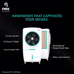 NEX by Bajaj DAC D2 75 L Desert Air Cooler | 20% Higher Air Thrust | High Torque Peaktorq Motor | 2 Years Warranty | White