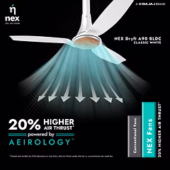 Nex Dryft A90 1200 All White Celling Fan
