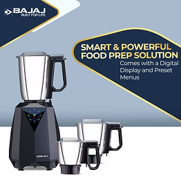 bajaj juvel digi mixer grinder 800 watts 3 jars, dark grey