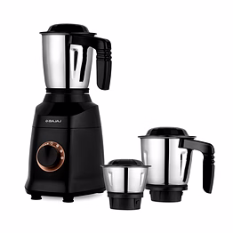 bajaj military series finesse 750w mixer grinder | 3 stainless steel military grade jars* | duracut blades | 750 watts | 2 yrs warranty?midnight black?