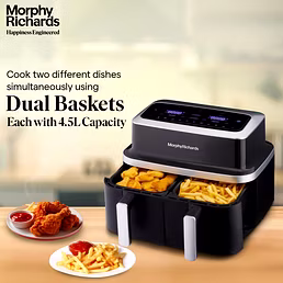 Morphy Richards DuoCrisp 9L Air Fryer 510063 – Dual Basket, 2500W, 10 Preset Menus