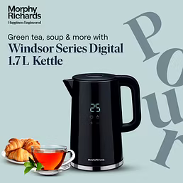 Morphy Richards Windsor Series 1.7L Digital Electric Kettle – 2000W, Touch Control, Temperature Settings