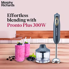 Morphy Richards Pronto Plus Hand Blender 300W – Silent DC Motor, Detachable Shaft, Chopper Attachment