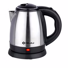 Bajaj KTX 1.2 Litre DLX Electric Kettle – 1350W, Stainless Steel Body, Cordless Operation, Auto Shut-Off, 2-Year Warranty (Silver & Black)