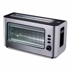 Morphy Richards Crystal Crysp 900W 2-Slice Pop-Up Toaster – Transparent Glass, 6 Browning Levels, Reheat Function, Cool Touch Body, Silver