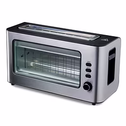 Morphy Richards Crystal Crysp 900W 2-Slice Pop-Up Toaster – Transparent Glass, 6 Browning Levels, Reheat Function, Cool Touch Body, Silver