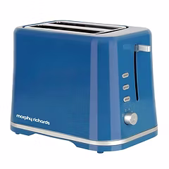Morphy Richards AT 205 Pop-Up Toaster | 800W, 2 Slice Capacity, Browning Control, Blue | Defrost & Reheat Function