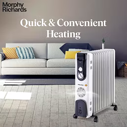 Morphy Richards OFR 13F 2900W Oil-Filled Radiator Room Heater | 13 Fins, Adjustable Thermostat, Overheat & Tip-Over Protection, White