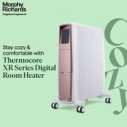 Morphy Richards Thermocore XR Analog 2000W Oil-Free Radiator Room Heater | 15 Fins, Twin Copper Heating Elements, Maintains Oxygen Level, Silent Operation, 4-Year Warranty
