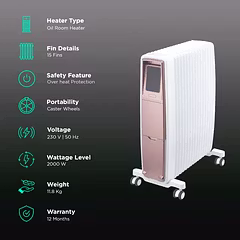 Morphy Richards Thermocore XR 2000W Wi-Fi Enabled Oil-Free Radiator Room Heater | 15 Fins, Twin Copper Heating Elements, Smart Control with Alexa & Google Assistant