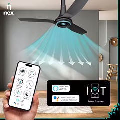 NNEX Dryft A95 BLDC IOT 1200mm 5 Star Rated Premium Ceiling Fan with Remote Control| 20% Higher Air Thrust|WiFi | Works with Nexlife app, Alexa & Google | ABS Blade for Low Noise |Energy Saving (Grey)
