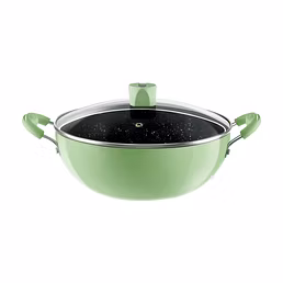 Nirlep NutriHealth Pro Induction Deep Kadai 24 with Glass Lid – 3L | Silver Ion Coating | Metal Spoon Friendly | Soft Touch Handle | Multipurpose Kadhai | 18-Month Guarantee