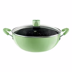 Nirlep NutriHealth Pro Induction Deep Kadai 28 cm with Glass Lid | 5L Capacity | Silver Ion Coating | Metal Spoon Friendly | Soft Touch Handle | Multipurpose Kadhai | 18-Month Guarantee