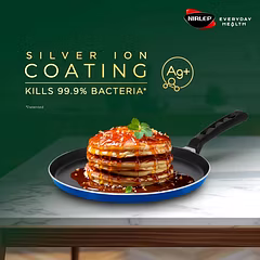 Nirlep NutriHealth 31 cm Non-Stick Aluminium Flat Griddle | Extra Thick Base | Model NHFG31 | Ideal for Roti, Paratha, Chilla, Pancake | Gas & Induction Compatible