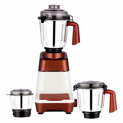morphy richards lush 750w mixer grinder | 3 stainless steel jars | white & metallic brown | powerful copper motor | overload protection | 2-year warranty
