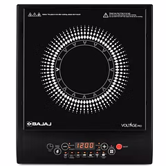 Bajaj 120TS 1200W Tempered Glass Induction Cooktop with Tact Switch, 7 Pre-Set Menus, Digital LED Display & 1 Year Warranty (Black)