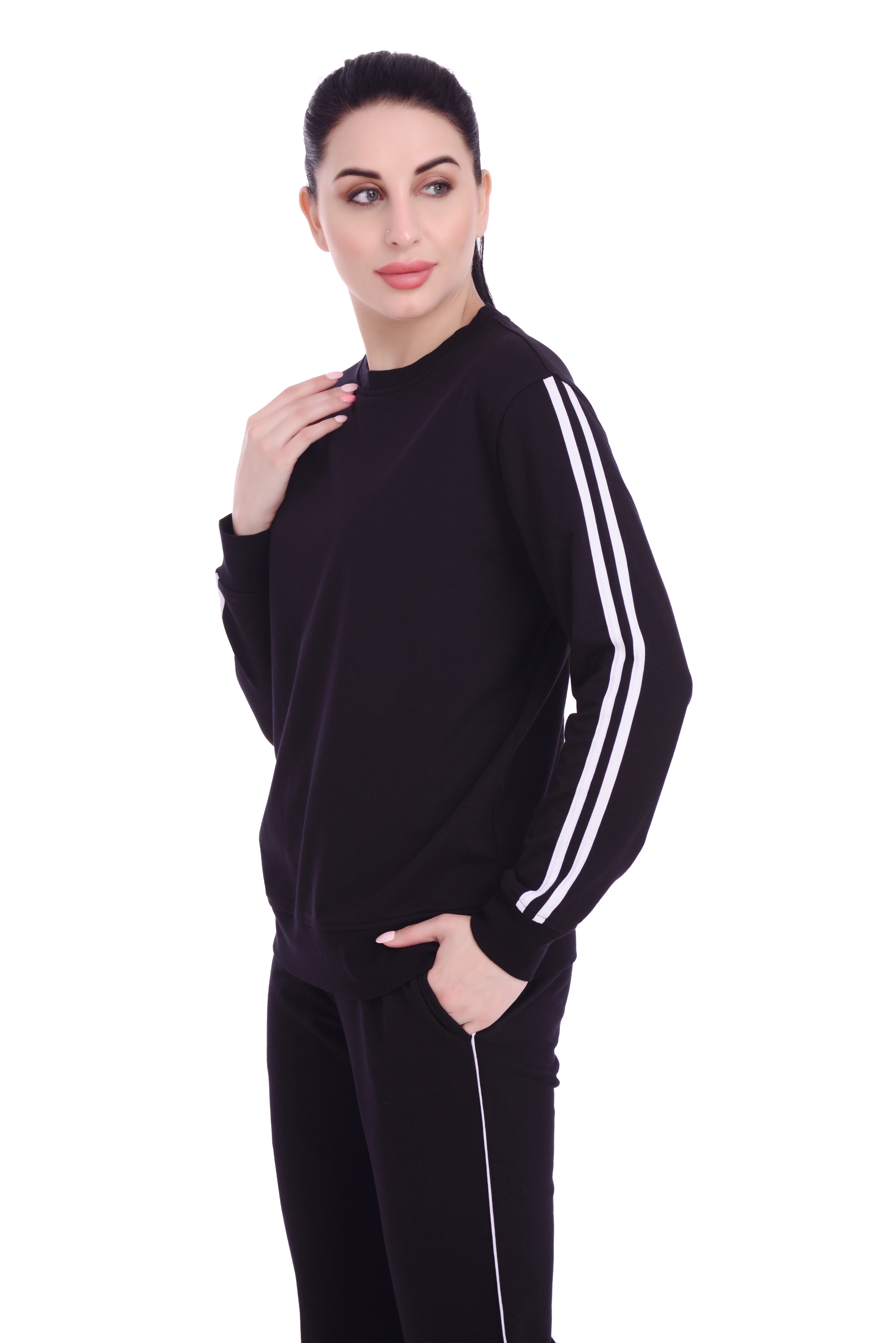 Skotch &amp; Ice Side Stripe Active wear Top-S-Black-1