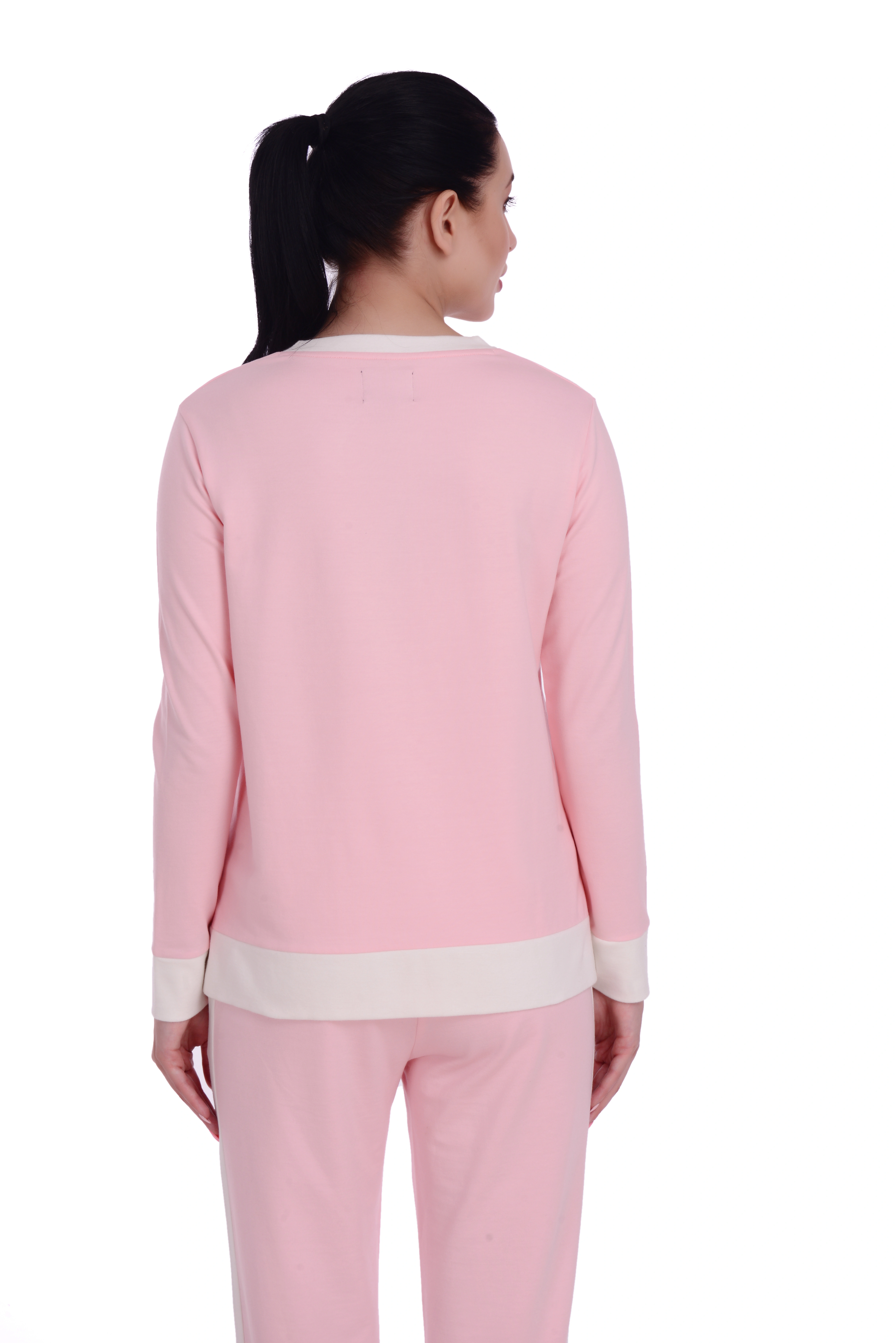 Skotch &amp; Ice Pink V neck Top-28-M-Pink&amp;white-3