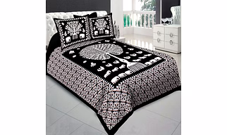 Premium Cotton Double Bedsheet with 2 Pillow Covers – (Cutwork Tree)