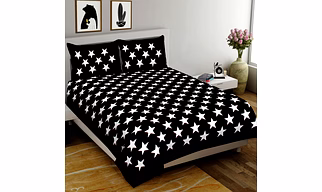 Premium Cotton Bedsheet King Size (93×108 inches)- (Star-B&W)
