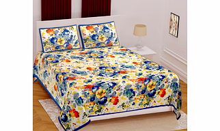 Classic King Size (93x108 inches) Cotton Double Bedsheet with 2 Pillow Covers–(Royal-9-B)