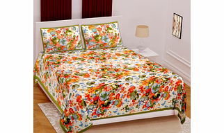 Classic King Size (93x108 inches) Cotton Double Bedsheet with 2 Pillow Covers–(Royal-9-G)