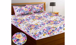 Classic King Size (93x108 inches) Cotton Double Bedsheet with 2 Pillow Covers–(Royal-9-P)