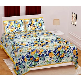 Classic King Size (93x108 inches) Cotton Double Bedsheet with 2 Pillow Covers–(Royal-9-Y)