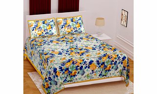 Classic King Size (93x108 inches) Cotton Double Bedsheet with 2 Pillow Covers–(Royal-9-Y)