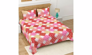 Queen Size (90x100 inches) Cotton Double Bedsheet with 2 Pillow Covers – (NQB-RG-306-P)