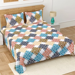 queen size (90x100 inches) cotton double bedsheet with 2 pillow covers – (nqb-rg-306-b)