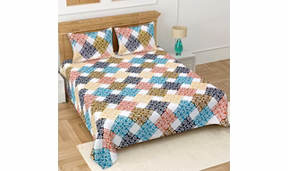 Queen Size (90x100 inches) Cotton Double Bedsheet with 2 Pillow Covers – (NQB-RG-306-B)