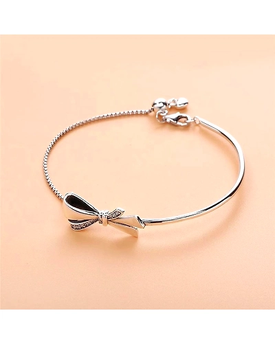 92.5 Sterling silver bracelet with Cubic Zirconia stone high polish nickel free rhodium plated-1