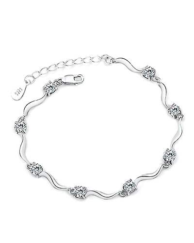92.5 Sterling silver bracelet with Cubic Zirconia stone high polish nickel free rhodium plated-13