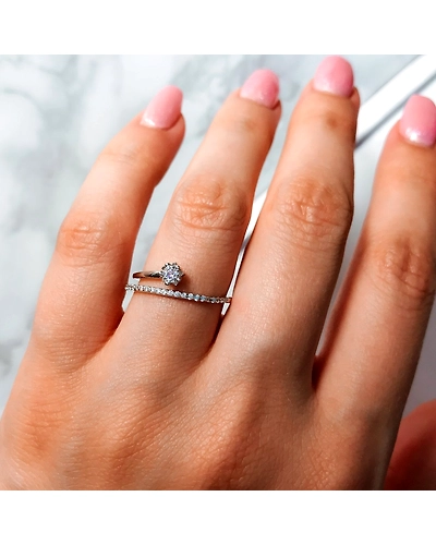 92.5 Sterling silver ring with Cubic Zirconia stone high polish nickel free rhodium plated-6