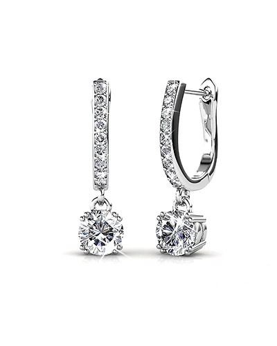 92.5 Sterling silver Earring with swarovski Zirconia stone high polish nickel free rhodium plated-1