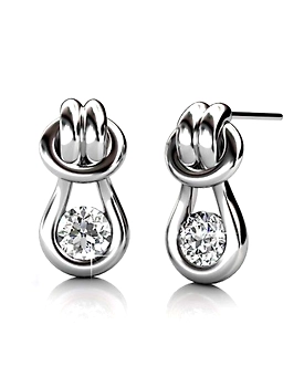 92.5 Sterling silver Earring with swarovski Zirconia stone high polish nickel free rhodium plated