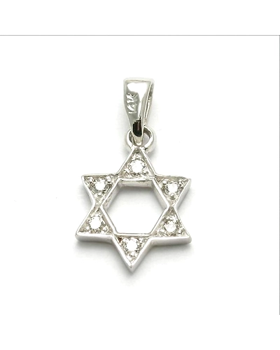 92.5 Sterling silver star of David Pendant high polish nickel free rhodium plated-1