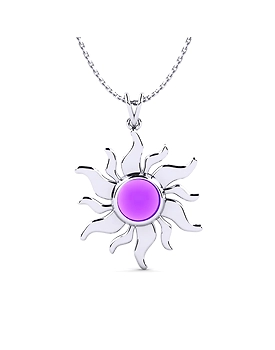 92.5 Sterling silver Pendant with Amethyst gemstone high polish nickel free rhodium plated