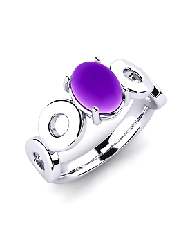 92.5 Sterling silver Ring with Amethyst gemstone high polish nickel free rhodium plated