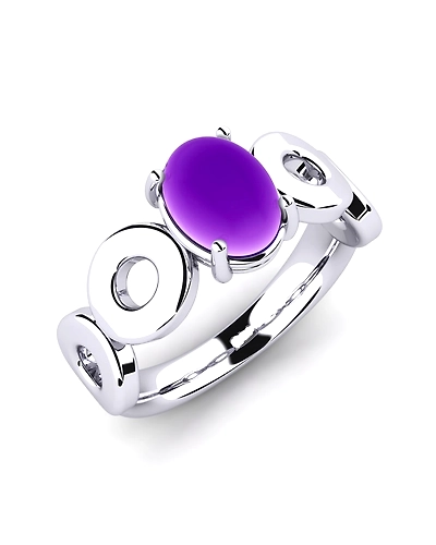 92.5 Sterling silver Ring with Amethyst gemstone high polish nickel free rhodium plated-6422840