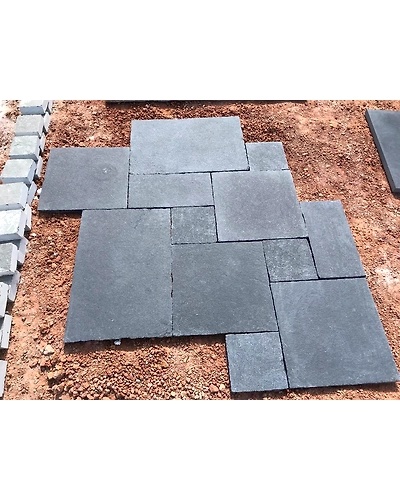 Kadappa Black Limestone Paving Slabs Exterior Garden Pavers Landscaping Pathways Flooring Patio packs Lime Black Pavement-12442756
