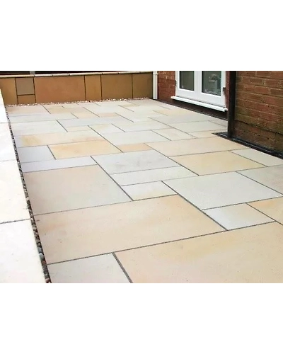 Yellow Mint Sawn Honed Indian Smooth Sandstone Paving Slabs Patio Packs Pathways Landscaping Garden Pavers Exterior Flooring-12459582